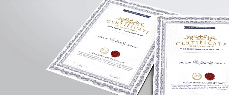 Standard Certificates - Banner