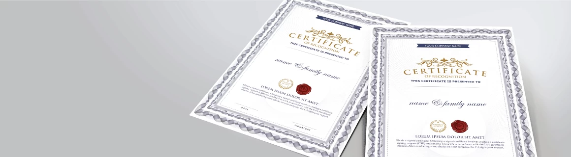 Standard Certificates - Banner